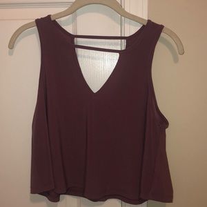 Purple crop top with cutout